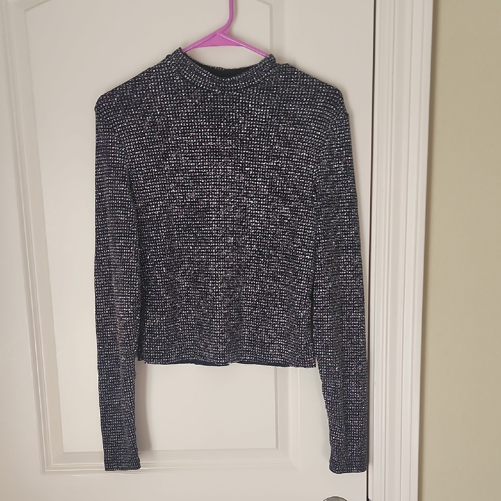 H&M Black Top with Multicolor Sparkle Design